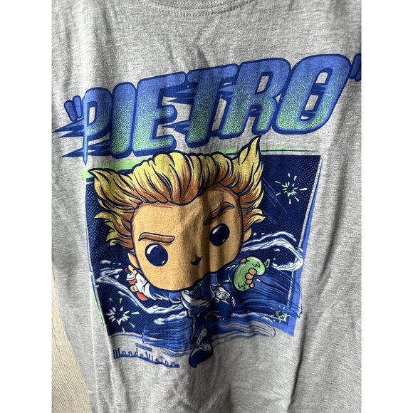 Marvel Mens Graphic T-Shirt Size M Pietro Maximoff Quicksilver Gray Funko Pop - Picture 2 of 5
